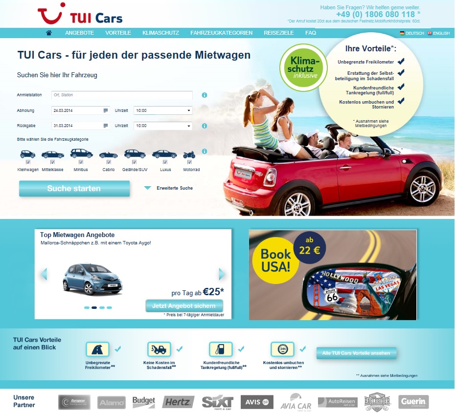 Günstige Mietwagen weltweit von TUI Cars