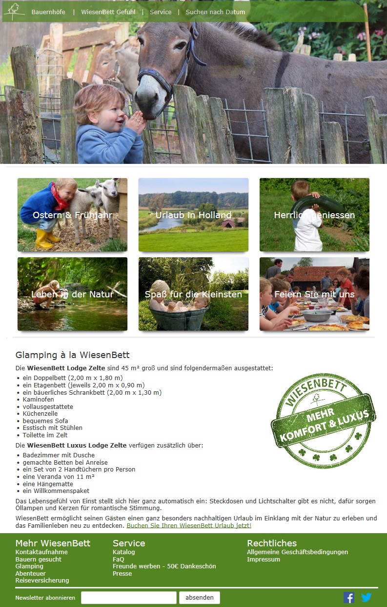 Urlaub auf dem Bauernhof mit WiesenBett