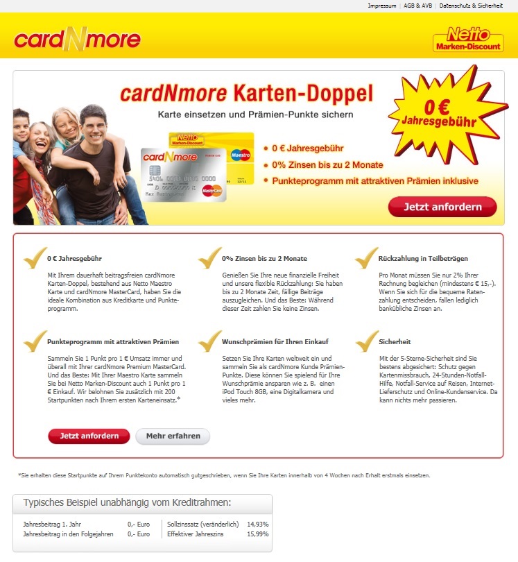 MasterCard & Maestro Karte für 0,- € von cardNmore im Kartendoppel