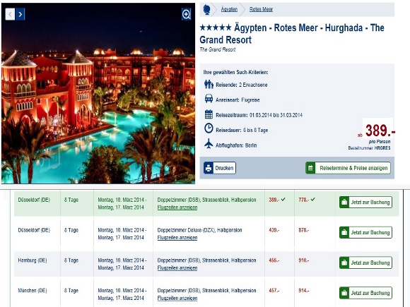 8 tägige Flugreise nach Ägypten am Roten Meer in Hurghada in das 5* The Grand Resort für nur 389 € p.P.