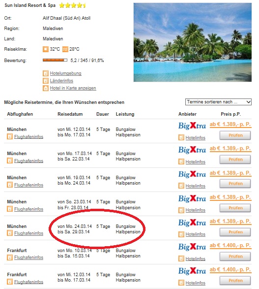 5 Tage Traumurlaub auf den Malediven mit Halbpension im 4* Hotel Sun Island Resort & Spa für 1.389 €