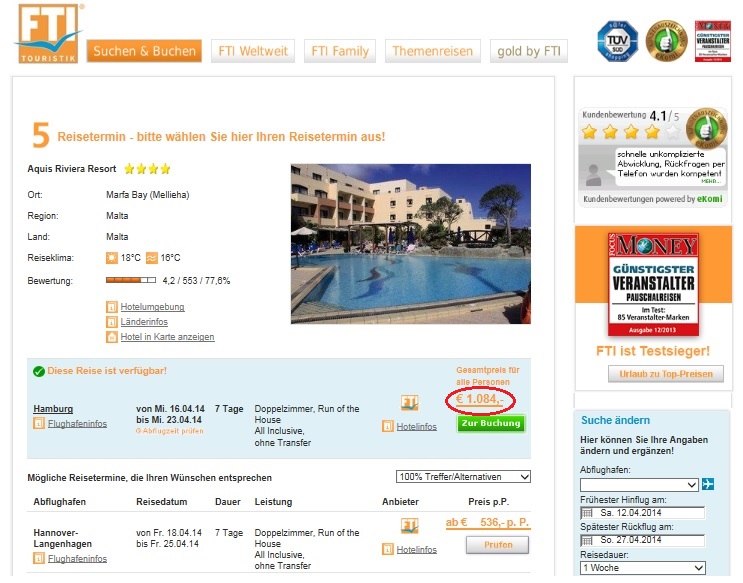 7 Tage Osterreise nach Malta - Marfa Bay im 4*-Hotel mit All Inclusive für 542 € p.P.